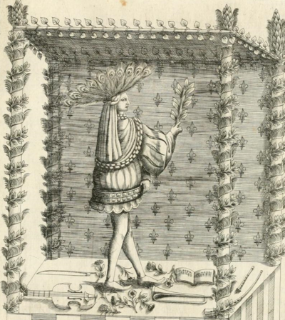 Engraving of a troubadour, 1624.